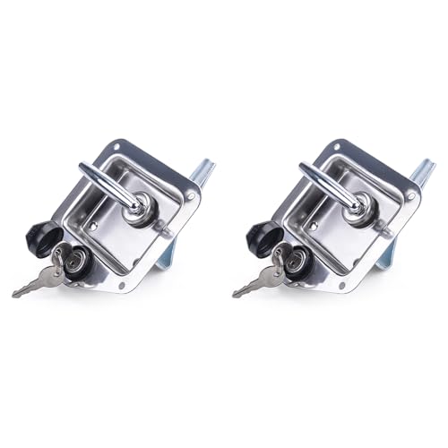 4-3/4"X4-7/8" Tool Box Latch T Handle Latches with Lock, Trailer Door Latch with Gasket and Keys, Highly Polished Stainless-Steel for Trailer Door RV Camper Truck Bed Toolboxes (2PCS) by ZHSYMX - Used condition - US$12.44