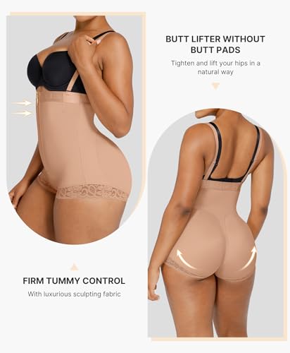 Image of SHAPELLX Fajas Colombianas Shapewear for Women Tummy Control Postpartum Body Shaper Butt Lifting Open Bust Bodysuit