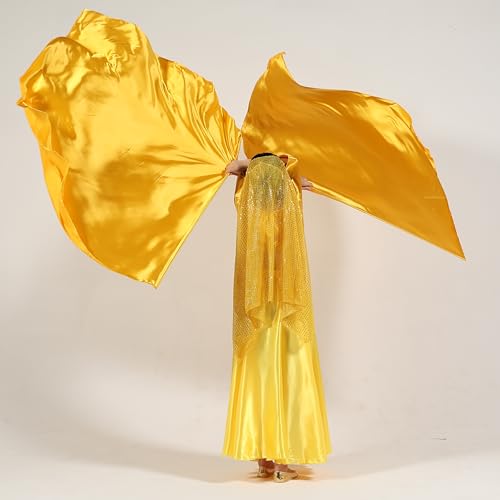 Baisdan 51'' * 45'' Satin Rectangle Worship Flags, Church Liturgical Praise Adoration Dance Banner with Scalable Rods 1 works(Gold) - Image 4