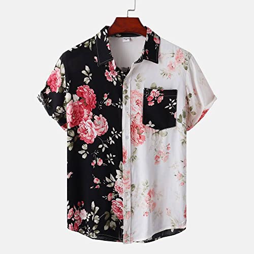 Chemise d'été pour hommes anti-transpiration à motif floral rétro