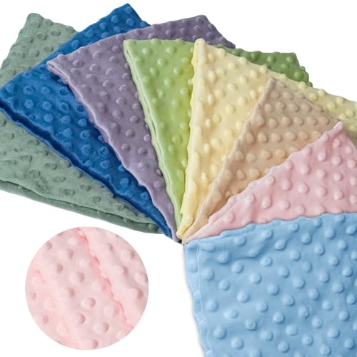 Minky Dot Quilting Fabric Square 20 x 20 inches 8 Pieces Soft Plush Fleece Fabric Multicolor Fleece for DIY Crafts Cloths Handmade Sewing