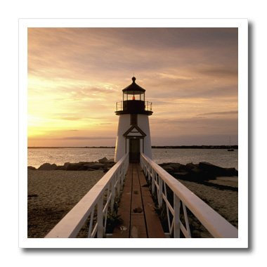 3dRose ht_90959_3 Massachusetts, Nantucket, Brant Point Lighthouse - Walter Bibikow - Iron on Heat Transfer for White Material, 10 by 10-Inch