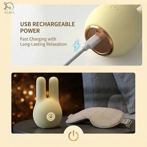 Image of KLEN Women Body Massager Machine for Stress Relief Portable Electric Dual Node Mini Massager Device with Soft Silicone Head Cordless Handheld Waterproof Rechargeable Vibration Wellness Self Care Tool (Yellow)