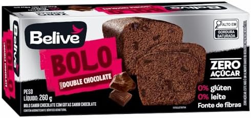 Bolo de Chocolate com Gotas Sem Glúten Sem Açúcar Sem Leite Beliv...