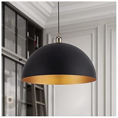Vintage Pendant Light,Industrial pendant light,chandelier17.72 "Industrial Dome Pendant Light black and gold finish lighting fixture line length 78.74" Kitchen island, bedroom, hallway,farmhouse