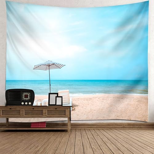 Tapisserie motif mer chaises de plage et tenture murale pour ados 150x150
