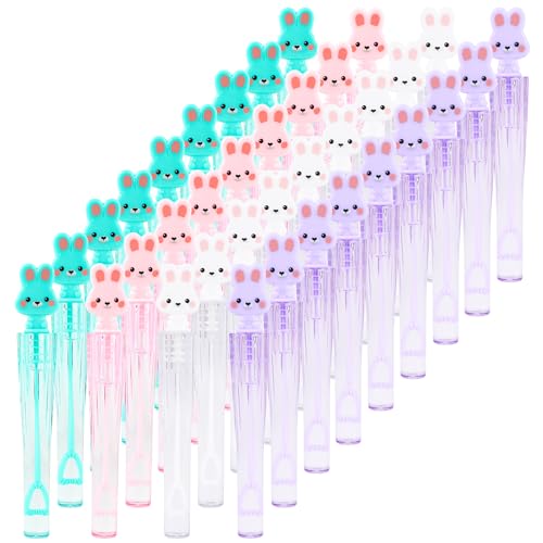 SULOLI 36 Pcs Easter Bunny Bubble Wands, Happy Bubble Wand Bulk Toys Easter Gifts Stuffers Goody Bag Filler Party Favors for Kids Adults