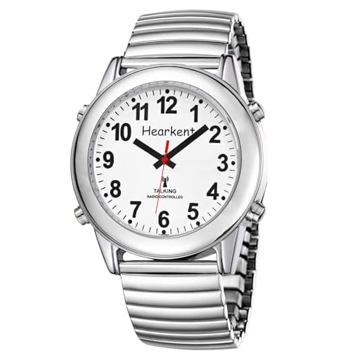 Hearkent Atomic American English Talking Watch Speaks Clear and Loud Time, Date and Alarm time Stretch Band is Best Gift for Senior,Visually impaired, or Blind People