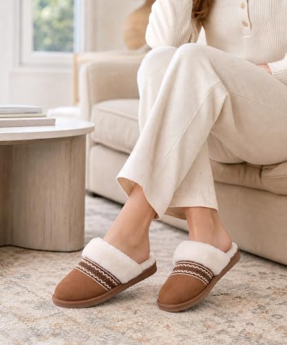 Image of Litfun Women's Fuzzy Memory Foam Slippers Fluffy Winter House Shoes Indoor and Outdoor