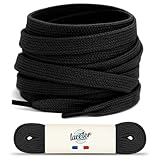 Laceter Lacets Plats Premium en Coton pour Baskets - Lacet de Remplacement pour chaussures de Sport et Sneakers ou pour Enfants - Épaisseur 8mm - Compatible avec Converse, Nike - Noir, 120 cm