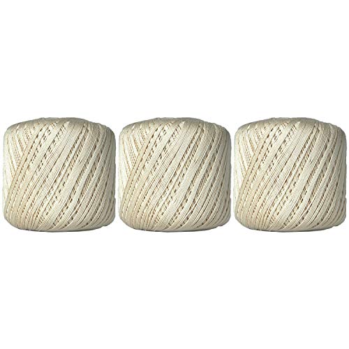 Image of ThreadArt 100% Cotton Crochet Thread Size 10, 3 Ball Pack, Natural 2 | Soft pure cotton crochet thread for lace, doilies, amigurumi and crafts. Smooth finish with crisp stitch definition.