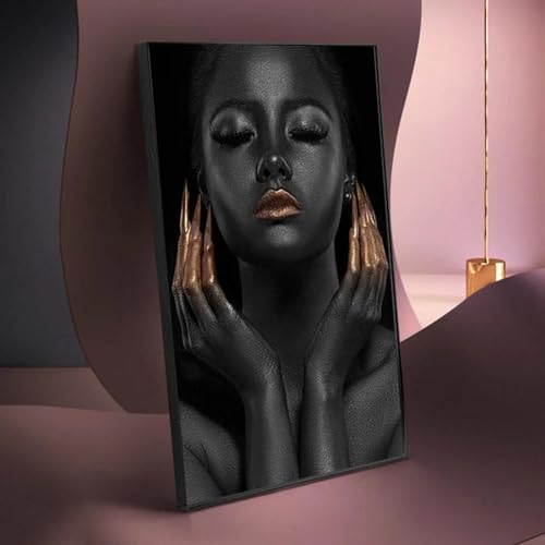Affiche art africain noir or KEBIA pour sublimer la décoration murale du salon