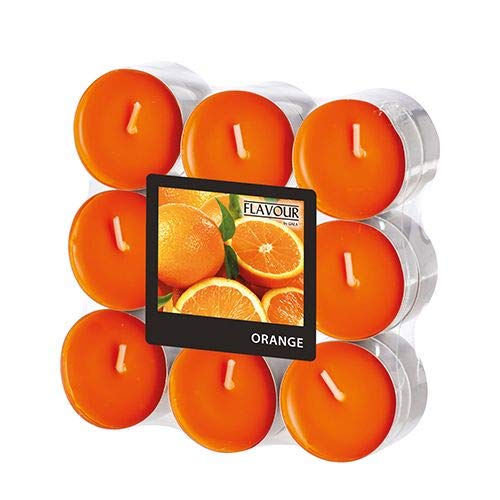 GALA Flavour by Duftlichte 96913 Scented Candles Tea Lights Diameter 37.5 mm 16.6 mm Orange Pack of 18
