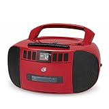 GPX BCA209R Portable Am/FM Boombox with CD and Cassette Player, RED