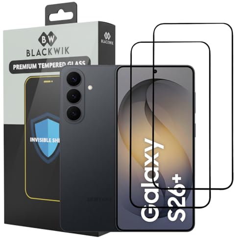 Image of Blackwik Premium Tempered Glass Screen Protector for Samsung Galaxy S26 Plus with Edge-To-Edge Protector Coverage | Easy Installation Kit (Black) (Pack Of 2)