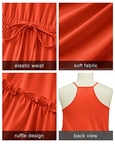 Image of Newshows Women's Summer Casual Dress Cute A Line Ruffle Hem Flattering Fit Beach Vacation Sundress