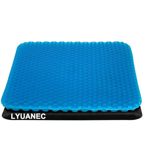 Gel Seat Cushion for Long Sitting - 20" x 20" x 1.8" (Extra Thick＆Soft) Gel Cushion for People Over 140 lbs, Pressure Relief Cushion for Office Chair, Egg Cushions for Wheelchair, Gel Pad for Car by LYUANEC - Used condition - US$25.19