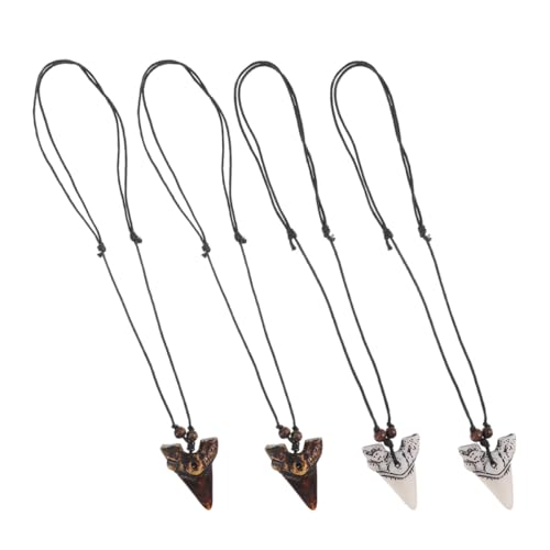 SHOWERORO 4Pcs Shark Tooth Necklace, Cool Jewelry Set with Mixed Color Pendants for Boys and Teens, Best for Surfing and Beach Adventures