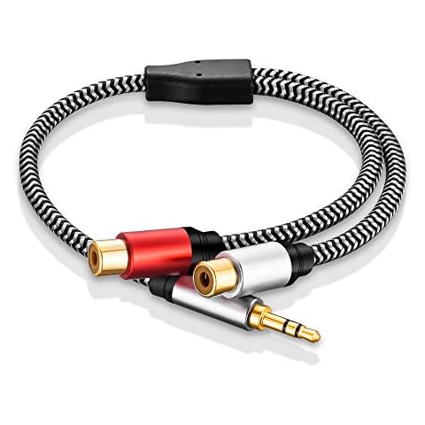 MORELECS RCA Female to 3.5mm Male 3.5mm Male to 2 RCA Female Jack Stereo Audio Cable Y Adapter Cable Compatible with MP3,Tablets,HiFi Stereo System, Speaker 12 Inch Cover