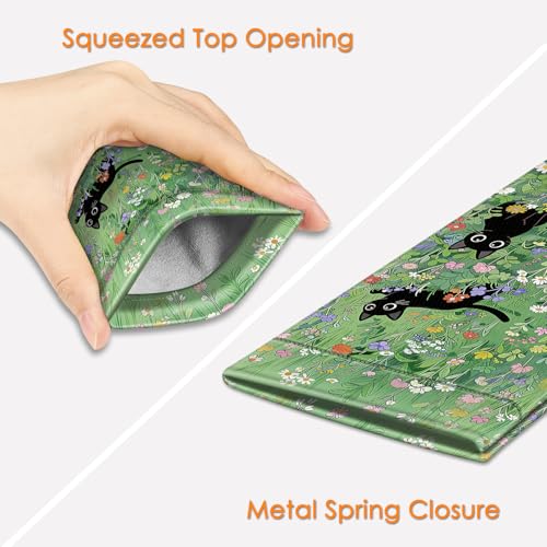 Image of FINTIE Soft Eyeglasses Case with Cleaning Cloth, Portable Squeeze Top Vegan Leather Glasses Pouch, Sunglasses Eyewear Bag