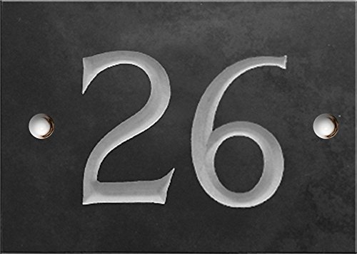 Engraved Slate House number sign - 1 to 99 (select your number here) - number 26 (Same Day Dispatch by 1st class Post!!!) — image 1