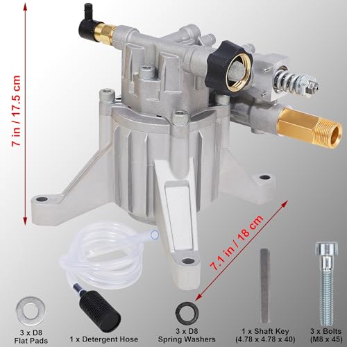 Biswing 3FAF930B-0E12-4BAB-8664-4BED10297A5C Pressure Washer Pump, 7/8 Inch Shaft Vertical Plunger, 3400 Psi Max, 2.5 Gpm, Replacement Compatible thumb #5