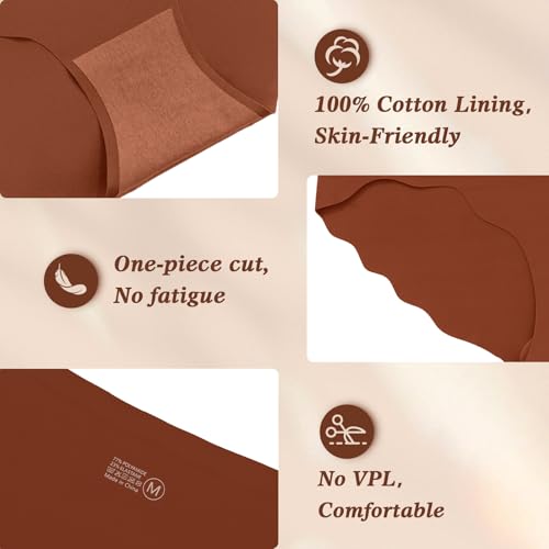 Seamless Underwear for Women, Mid High Waisted Tummy Control Ladies Briefs Full Coverage No Show Bikini Panties 6 pack4