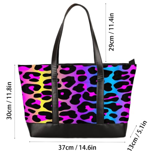 Laptop Tote Bag for Women 15.6 inch Leopard Cheetah Computer Briefcase Leather Shoulder Bag Handbag3