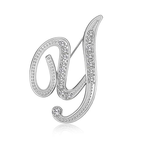 EXGOX 26 Letter Brooch Pins A-Z Alphabet Initial Rhinestone Pins-Clear Brooches for Women Crafts Gold/Silvery