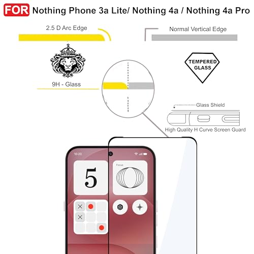 Image of CEDO Tempered Glass for Nothing Phone 3a Lite / Nothing Phone 4a / Nothing Phone 4a Pro | Screen Protector Full HD Quality Tempered Glass Anti-Scratch Edge to Edge Coverage with Easy Installation Kit (Black)