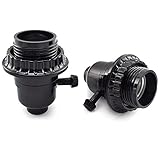 MARRTEUM Turn-Knob On/Off Lamp Base Phenolic E26/E27 Light Socket with Collar Ring for Table and...