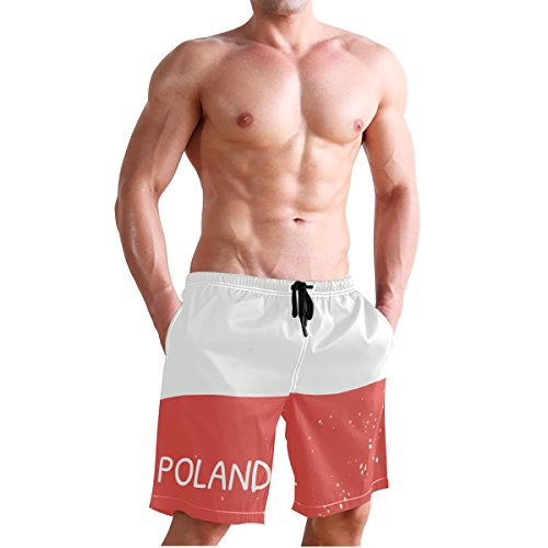 super3Dprinted Distressed Poland Flag Men's Swim Trunks Water Beach Shorts with Pockets3