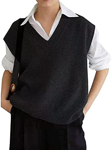 Gilet Maglione Donna Senza Maniche - Scollo A V Vintage Autunno Inverno - Foto 10