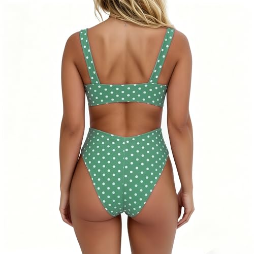 Image of geluboao Bikini Set for Women Solid V Neck Knot Front Push Up High Leg Thong Two Piece Swimsuit