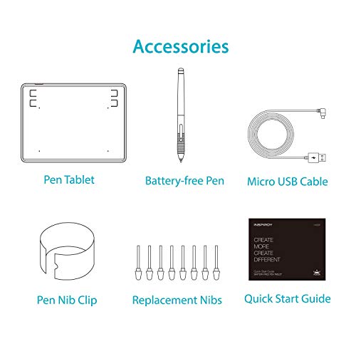 Tablet de desenho gráfico Huion Inspiroy H430P OSU compatível com Android com caneta stylus sem bate