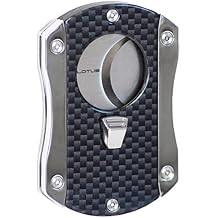 Lotus Deception Carbon Fiber Cigar Cutter with Stainless-Steel Double Blade Cutting Action, Carbon Fiber Accents, Contoured Grip for Greater Comfort Chrome Carbon Fiber & Chrome