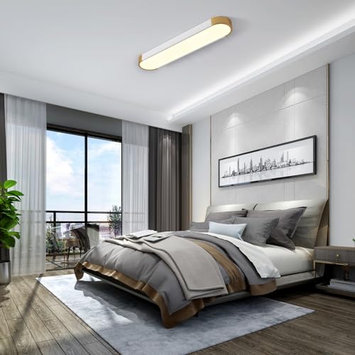 Tioolo Dimmable LED Ceiling Light with Remote 42W Kitchen Lighting Fixtures Ceiling White and Gold Long Ceiling Light Fixture 27.5 Inch Flush Mount Ceiling Lights for Kitchen Dining Room Hallway by Tioolo - Used condition - Image 7