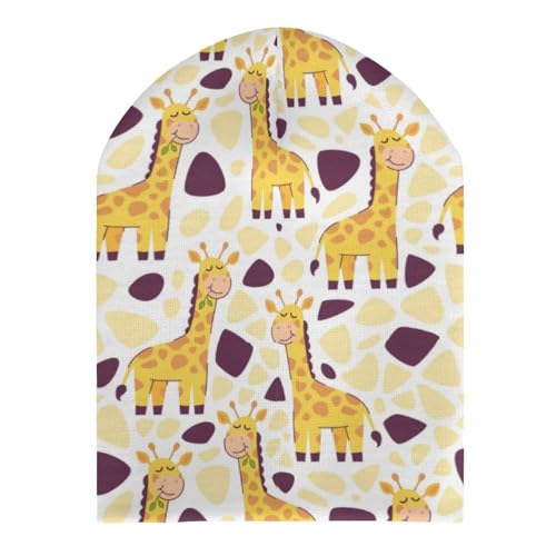 Cute Giraffe Pattern Kids Beanie Hat for for Girls Boys Children Cap Winter Knitted Chemo Cancer Headwear Accessories Gifts Decoration Black3