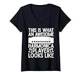 Photo Gallery donna divertente armonicista awesome player looks like armonica maglietta con collo a v Photo Gallery donna divertente armonicista awesome player looks like armonica maglietta con collo a v