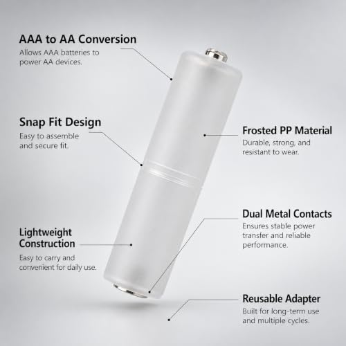 Image of Street27 AAA to AA Battery Adapter Converter (4 Pcs) - Snap-in Size Holder Case for Flashlights, Toys, Remotes & Electronic Devices - Lightweight PP Material Converter (Cells Not Included)