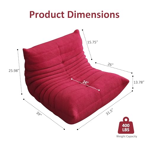 Image of Bean Bag Chair for Adults, Memory Foam Bean Bag Chairs, Comfy Floor Chair Fireside Reading Chair for Gaming Movie Room Bedroom Living Room Small Apartment Dorm (Burgundy, Single)