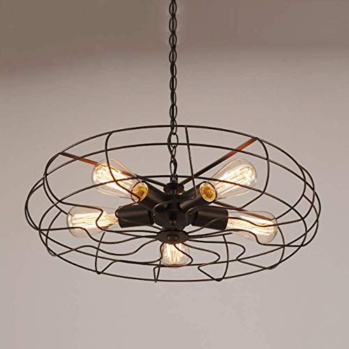 Lustre cage en fer blanc effet vieilli suspension industrielle haut de gamme douille E27