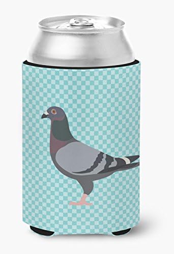 Caroline's Treasures BB8125CC Racing Pigeon Blue Check Can or Bottle Hugger Cooler Washable Drink Sleeve Collapsible Beverage Insulated Holder, Can Hugger, Multicolor image 4