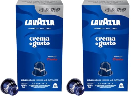 Image of Lavazza Crema E Gusto Classico, Aluminium Nespresso Compatible Coffee Capsules | Pack Of 20 | Intensity 12 | 57 Gram