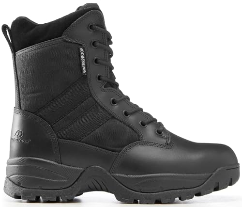 Maelstrom Military Tactical Work Waterproof Boots with Side Zipper, Black, Size 10W