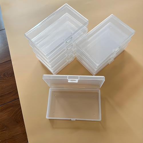 image for CHSZCHOMER 8 Pcs Plastic, Mini Clear Bead Storage Boxes with Hinged Li