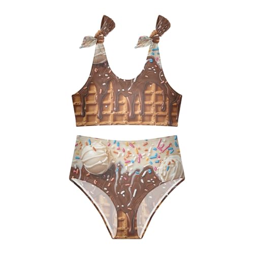 Colorful Sprinkles Chocolate Ice Cream Girls Tankini Swimsuit Kids Bikini Sets 2 Pcs Bathing Suit 3T3