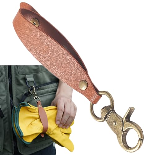 Generisch Guantes de bomberos con correa, guantes de fuego, correa de piel con clip, soporte de seguridad, equipo de bomberos, Freder