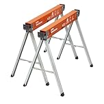 Bora Workhorse Saw Horses 2 Pack Folding Heavy Duty Legs, Metal Saw Horse with 2x4 Bracket Professional Saw Horse for Woodworking Carpenters Contractors PM-3350T