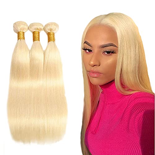 18 20 22 Inch Honey Blonde Bundles 613 Brazilian 3 Bundles Human Hair Extensions Brazilian Straight Blonde Weft Hair Bundles Brazilian Honey Blonde Bundle Human Hair Weave Honey Blonde Straight Bundle